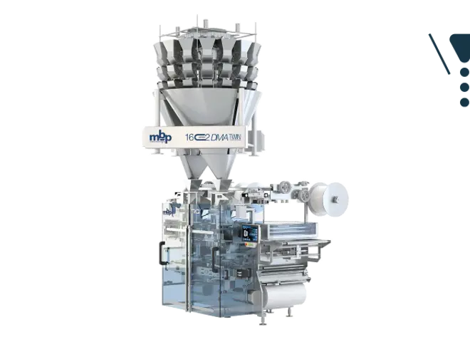 PFM MBP RQ700 TWIN Multihead Weigher kompletløsning med flowpack maskine